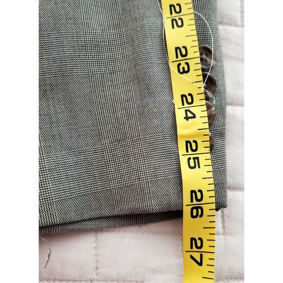 CHAPS Blazer Sport Coat 46R Classic Plaid Taupe & Black Blend Poly/Rayon Lined - Picture 13 of 16